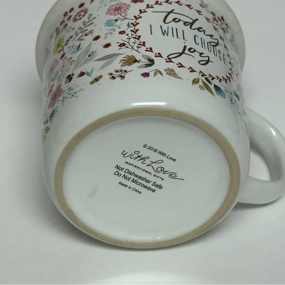 Today I Will Choose Joy Positive Message Encouraging Cute Mug for Women Floral